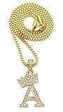 Crown Iced Out King Small Initial Letter Pendant with 24