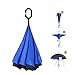 Glamore Umbrella, Reverse Umbrella, Creative Double Layer Hands Free Inverted Umbrella Straight Waterproof Inside Out Travel Umbrella (Blue&Black)