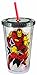 VANDOr LLC 26414 Marvel Iron Man 18 oz Acrylic Travel Cup with Lid and Straw, Red, Back, and Yellow -