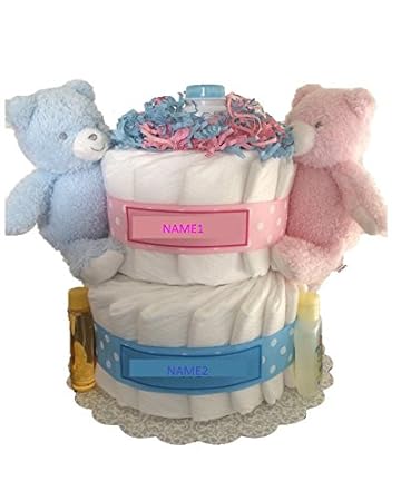 Amazon Com 2 Tier Twin Baby Diaper Cake Twin Baby Shower Amazon Com 2 Tier Twin Baby Diaper Cake Twin Baby Shower