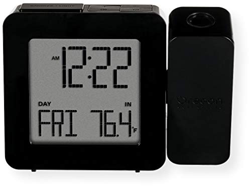 Oregon Scientific RM338PA_BK Model RM338 PROJI Projection Atomic Alarm Clock, Indoor Temperature, Calendar Alarm, Snooze Functions, Dual Alarm, Black