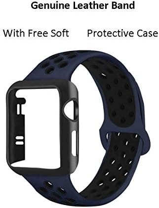 Compatible Watch Band 42mm with Rugged Protective Case  Soft Silicone Sport Smart Strap Replacement Wrist Strap Sport Wristband Loop Compatible for iWatch Series 1/2/3/ Edition Blue by Operatek