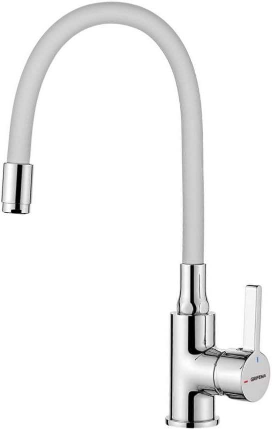 GRIFEMA GRIFERÍA DE COCINA-G4002-3 White Kitchen Sink Mixer Tap with Flexible Universal Swivel Spout Spout, Chrome