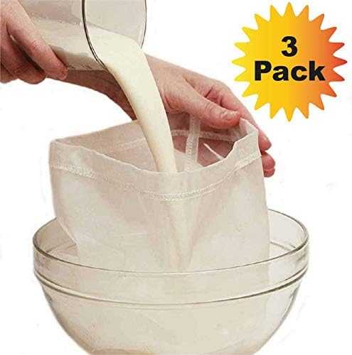 3xPACK - Nut Milk Bag 12"x12" Reusable Cheesecloth Bags for Straining Almond Milk Greek Yogurt Strainer Professional Filter for Cold Brew, Multiple Usage Reusable Food Strainer, Cold Brew Coffee