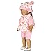 MagiDeal Pink Dots Pajamas + Bear Hat Clothes Outfit for 43-45cm Zapf Baby Born Doll