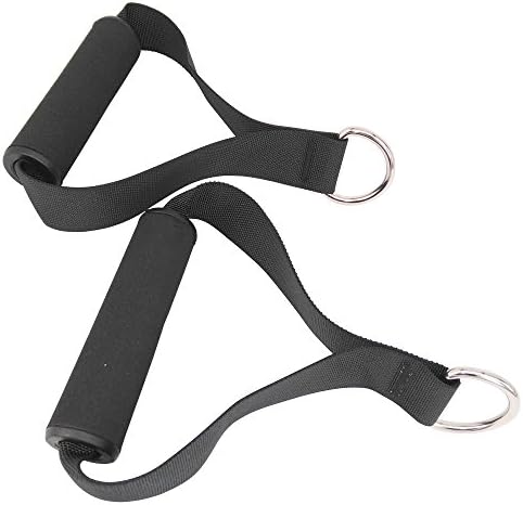 Captain Tan Gym Resistance Bands Handles with Solid ABS Cores, Comfortable Extra Wide Foam Grips,Super Strong Nylon Webbing, and Heavy Gauge Welded D-Rings(Set Of 2) (Black)