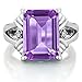 Gem Stone King 925 Sterling Silver Purple Amethyst and White Topaz Engagement Ring For Women (7.04 Cttw, Gemstone February Birthstone, Emerald Cut 14X10MM, Available in Size 5,6,7,8,9)