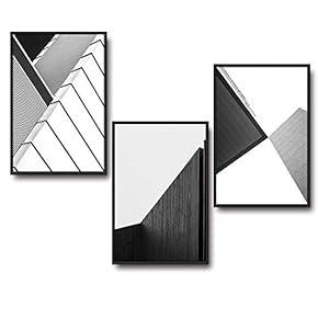 3 Piece Framed Canvas Wall Art for Living Room, Bedroom Geometrical Abstract Buildings IV Canvas Prints for Home Decoration Ready to Hang - 16"x24"x3 Panels