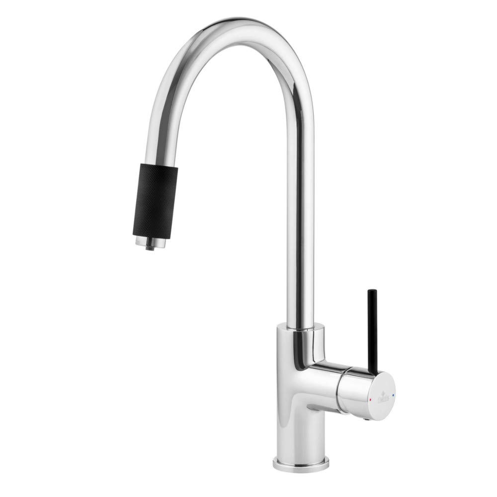 Aster Three Way Tap Chrome / Black C Spout - Designer Three Way Tap for Water Filter - Kitchen Tap for Osmosis Filter - Duo Tap for Drinking Water Tap - Drinking Water Tap