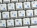 RUSSIAN CYRILLIC KEYBOARD STICKERS with BLUE LETTERING ON TRANSPARENT BACKGROUND