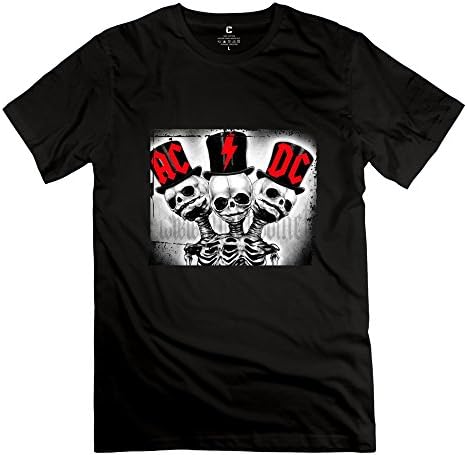 TASY Men's ACDC Rock 2015 Back In Black Skull 100% Cotton T-shirt - XL Black