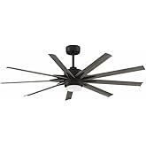 Fanimation Odyn Custom 9 Blade Ceiling Fan with Light Kit 64 Inches Wide with Dark Bronze Finish and Weathered Wood Blades