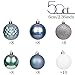 Valery Madelyn Christmas Tree Decorations Set, 50ct Light Blue Silver Shatterproof Christmas Ball Ornaments Bulk, 2.36 Inches Hanging Ornaments for Xmas Valentine St. Patrick's Day Mardi Gras Holiday