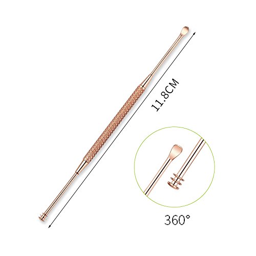 Fenleo 3PCS Ear Pick Earwax Removal Kit Ear Care Set, Premium Rose Gold Stainless Steel Ear Curette