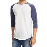 Men's Plain Baseball Athletic 3/4 Sleeve 100% Cotton Tee Shirt