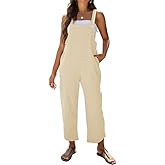 AMEBELLE Women's Sleeveless Cotton Linen Overalls Rompers Baggy Wide Leg Jumpsuits