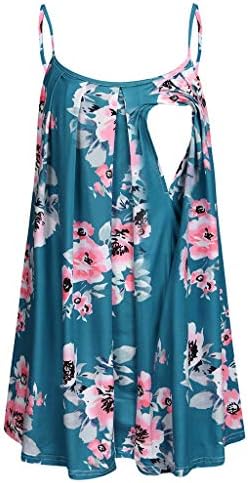 Viahwyt Women's Maternity Breastfeeding Sleeveless Tops Floral Print Nursing Baby Vest Clothes Nursing Tops Summer Maternity Clothing