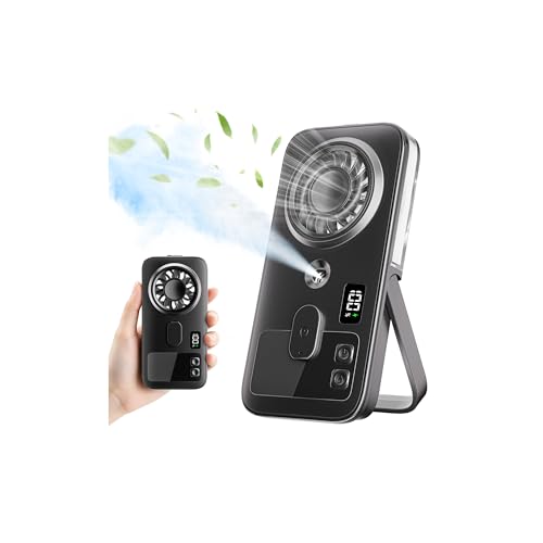Kssvzz Handheld Fan with Water Cooling, Portable Mini Spray Mist Battery Fan with 4 Speeds & Water Spray, Quiet Lightweight Rechargeable USB Table Fan for Travel, Home Office, Outdoor