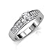 Cate & Chloe Leah 18k White Gold Ring with Crystals, Trendy Beautiful Sparkling Engagement Ring, Modern Round Cut Diamond Crystals, Wedding Anniversary Special Occasion Promise (7)