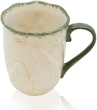 Miss Bella Coffee Mug Ceramic Vintage Mug Embossed Figures,12 oz (Green)