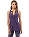 PattyBoutik Women's Notch Neck Curve Hem Tank Blouse (Dark Indigo S)