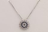 Sun Shape Special Design Turkish Evil Eye Handmade 925 Sterling Silver Round Cut Sapphire White Topaz Rhodium Necklace