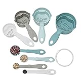 Plastic Measuring Cups and Spoons Set of 8 - Easy