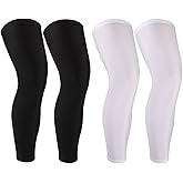 2 Pairs Full Leg Compression Sleeve, Anti-slip Calf Compression Sleeve Women Men, Long Leg Sleeves for Basketball Running