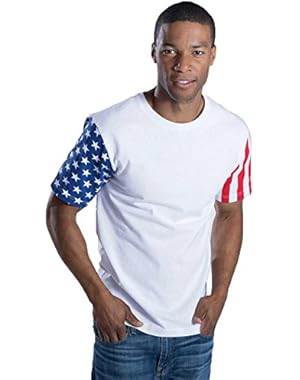 Men's 100% Cotton Crew Neck Short Sleeve Stars and Stripes Tee