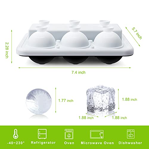 XCDHPCS Large Ice Cube Molds,Silicone Whiskey Ice Cube Trays with Lid,Sphere Ice Cube Ball Maker Mold with Built-in Funnel,Keep Drinks Chilled,BPA Free
