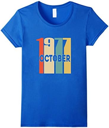 Womens Retro Vintage 1977 Born in October 40th Birthday Tshirt XL Royal Blue