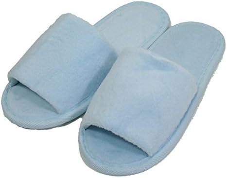 Kid's Open Toe Slippers Cotton Terry Velour Slippers Cloth Spa Hotel Girls and Boys Slippers (Large, Sky blue)