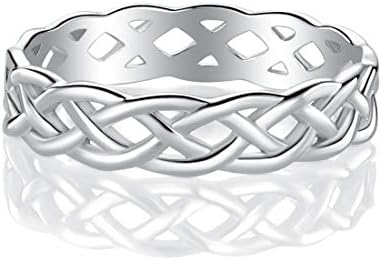 GEMSME 925 Sterling Silver Celtic Knot Eternity Band Ring