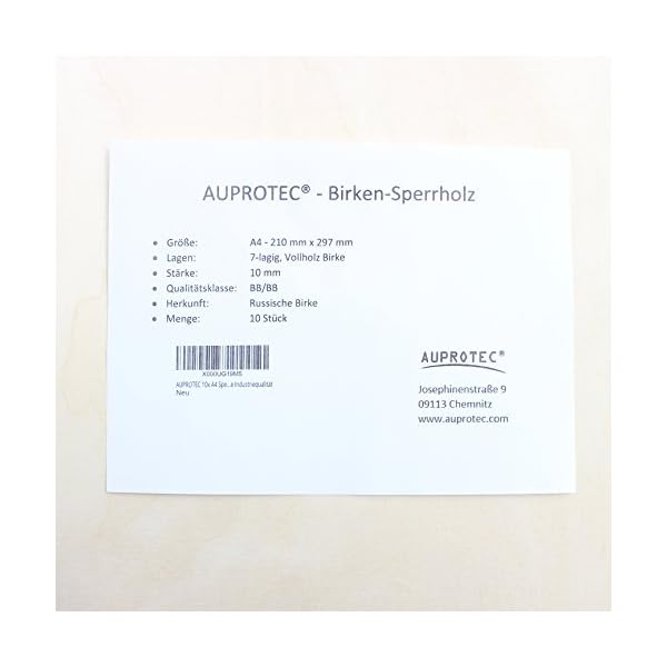 AUPROTEC 10x A4 Sperrholz-Platten Birke 10mm Multiplexplatten (210 mm x 297 mm) Bastel- und Laubsäge-Holzplatten Birke… – Bild 3