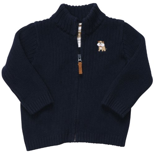 Carter's Boys 3-24months Bulldog Knit Cardigan (6M, NAVY)