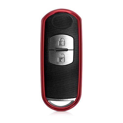 kwmobile autosleutelhoes compatibel met Mazda 2-knops Keyless Go autosleutel - TPU beschermhoes in hoogglans rood - Afbeelding 4