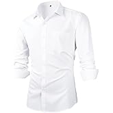 Beninos Mens Slim Fit Solid Point Collar Button Down Dress Shirt