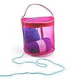Sinfu Storage Bag Mesh Bag Portable Yarn Crochet Thread Organizer Tote (Hot Pink)