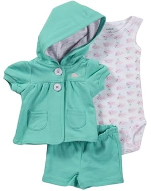 Baby Girls' 3 Piece Cardigan & Shorts Set (Baby)