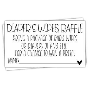 50 Diaper and Wipes Raffle Tickets – Baby Shower Invitation Insert – Game Activity for Baby Shower