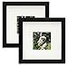 Golden State Art, 8x8 Picture Frame Display 4x4 with Mat, Composite Wood with High Definition Glass, Square Photo Frame Collage for Tabletop & Wall (2 Pack, Black)