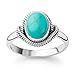 925 Sterling Silver Reconstituted Turquoise Stone Oval Rope Edge Vintage Band Ring Size 6, 7, 8
