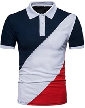 Short Sleeves Polo Shirts for Men Contrast Color Turn-Down Sport Golf Shirts Tee