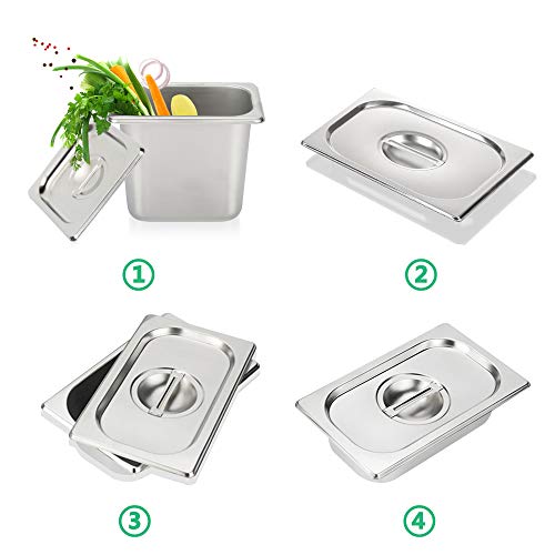 image for Kitma 1/9 Size Stainless Steel Solid Steam Table Pan Cover, Pan Lids, 