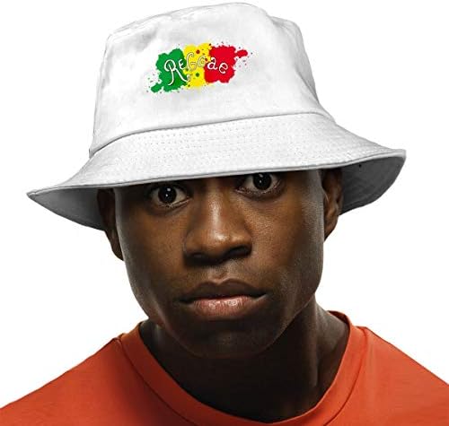 Jamaican Reggae Flag Graffiti Design Flat Top Bucket Sun Hat Fishing Hat for Unisex Adults Boys Girls