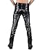 Idopy Men`s Rock Punk Hip Hop Faux Leather Motocycle Pants (34W x 42L, 149# Black)