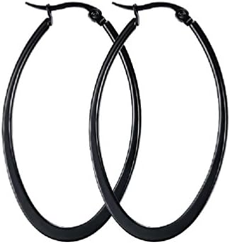 CSG Women Titanium Steel Black Clip On Earrings