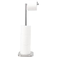 TocTen Toilet Paper Holder Stand, Free Standing Toilet Paper Holder with Reserve, Stainless Steel Weighted Base Toilet Tissue