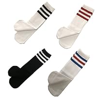 Ewandastore 4 Pairs Kids Girls Boys Toddlers Cotton Thicken Knee Long Soccer Socks Team Socks for 4-10 Years old