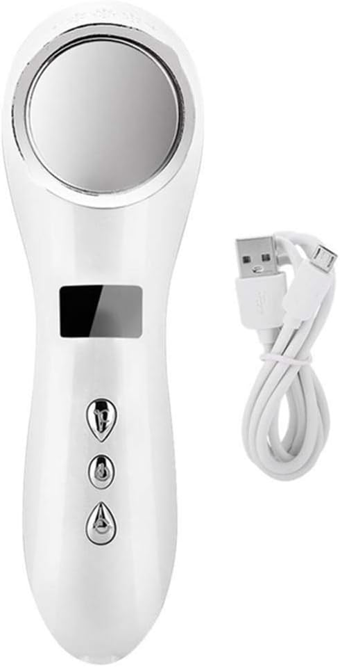 SMX Facial Skin Beauty Instrument - Facial Cleansing Makeup Remover Current Micro Current -Essence Lotion Input Instrument Skin Tighten Instrument (Color : White)